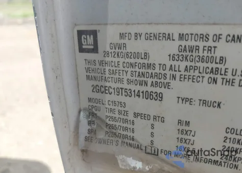 2003 Chevrolet Silverado 1500 Ls z USA, uszkodzony, nr VIN 2GCEC19T531410639